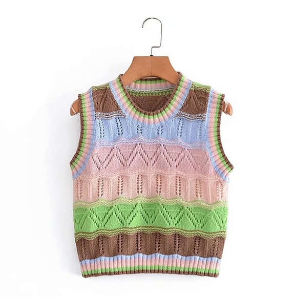 Zara Tops Zara Crochet Knit Sleeveless Vest Top Poshmark